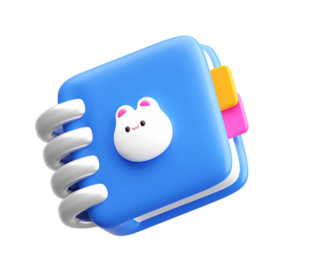 Adorable 3D spiral notebook with cute bunny badge and colorful tabs. Great for kids' school supplies, kawaii stationery, and learning visuals.