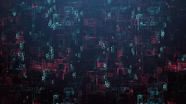 Complex network of binary code highlighting data flow and cybersecurity concepts Binary code forming a complex digital network, visualizing data flow and cybersecurity dark web stock illustrations
