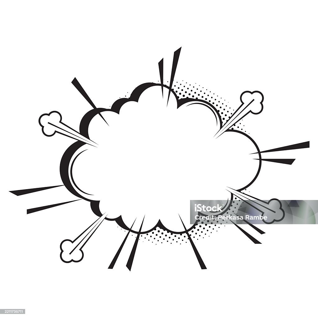 Blank Comic Explosion With Halftone Shadow Cartoon Effects Explosion ...
