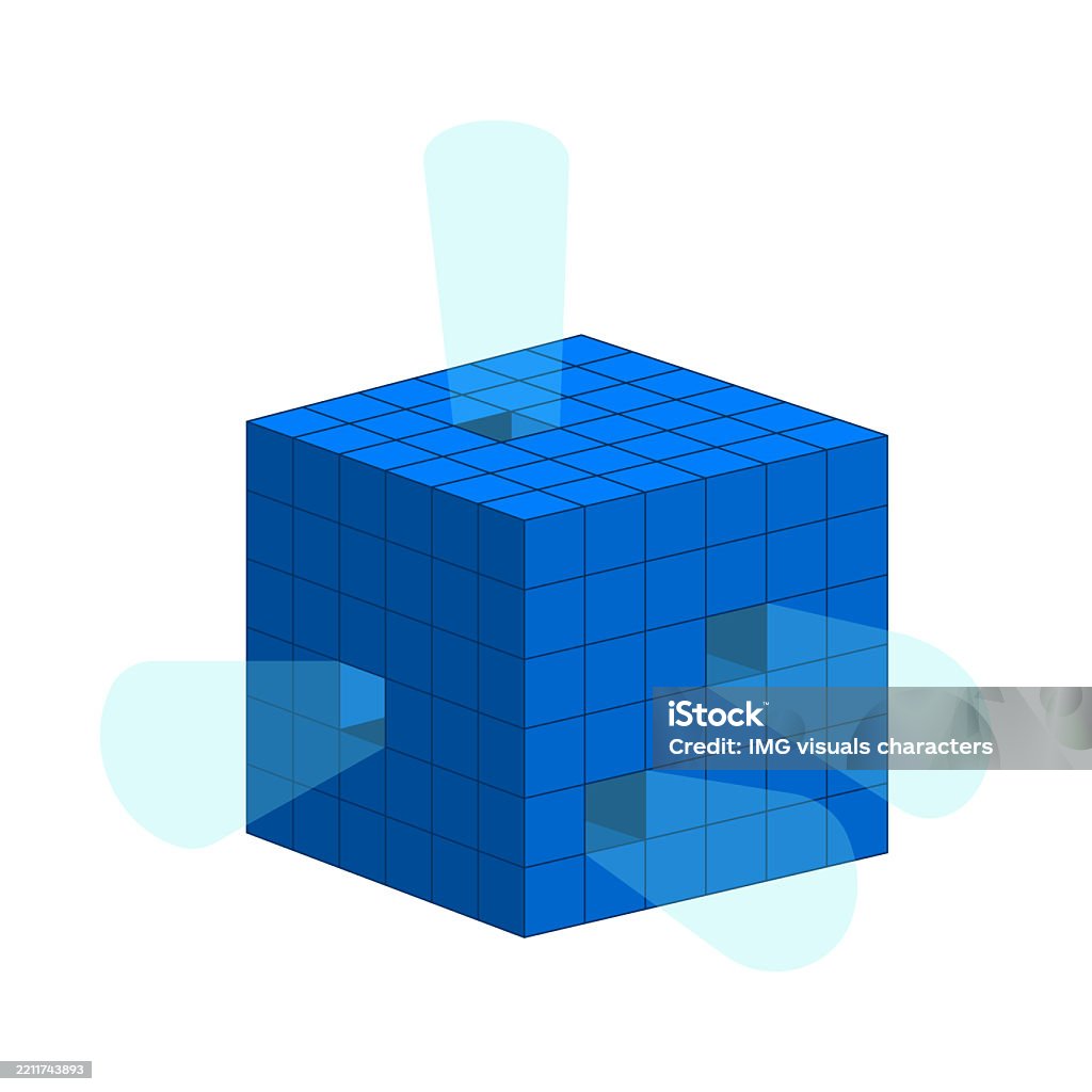 Data Cube Cartoon Digital Data Cube Emitting Light 2d Cartoon Object Stock Illustration ...