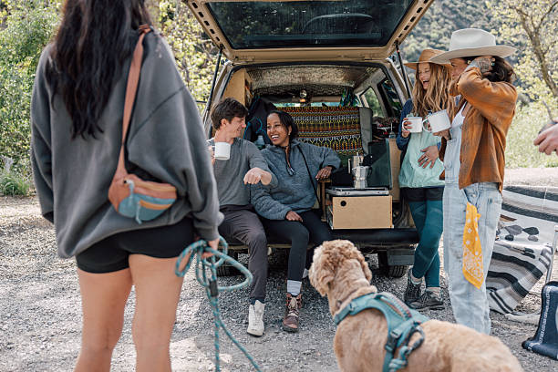 istock Group of multi ethnic friends camping in the forest 2211745152