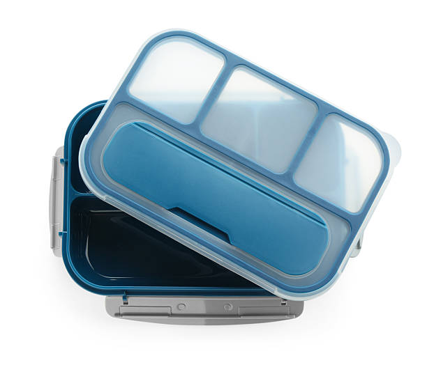istock Plastic lunch box and lid isolated on white, top view 2211745246