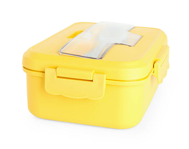 istock Plastic lunch box with cutlery isolated on white 2211745254