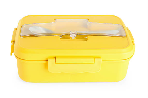 istock Plastic lunch box with cutlery isolated on white 2211745264