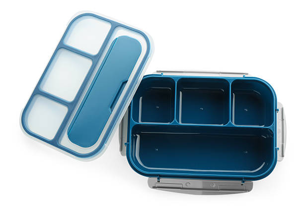 istock Plastic lunch box and lid isolated on white, top view 2211745566