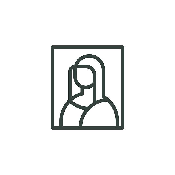 Design, creativity, picture, art, masterpiece, outline icon. Line sign painting portrait of Mona Lisa Gioconda. Vector isolated pictogram for web and app on white background editable stroke Design, creativity, picture, art, masterpiece, outline icon. Line sign painting portrait of Mona Lisa Gioconda. Vector isolated pictogram for web and app on white background editable stroke. mona lisa stock illustrations