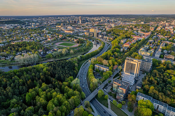 istock Aerial spring sunset view of central Vilnius, Lithuania 2211747289