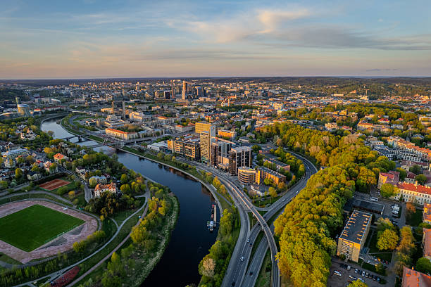 istock Aerial spring sunset view of central Vilnius, Lithuania 2211747317