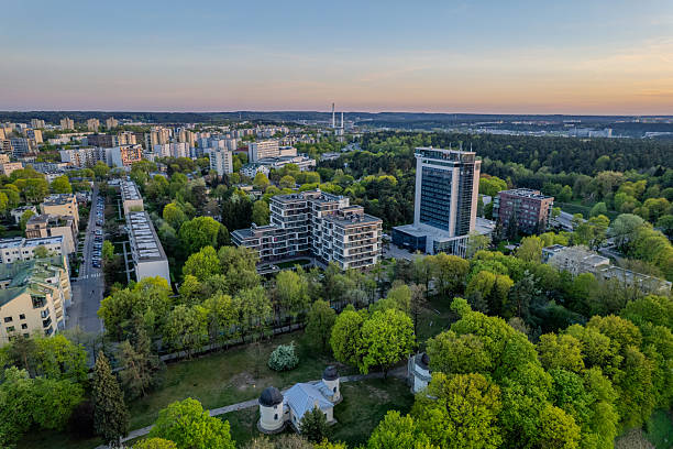 istock Aerial spring sunset view of central Vilnius, Lithuania 2211747336