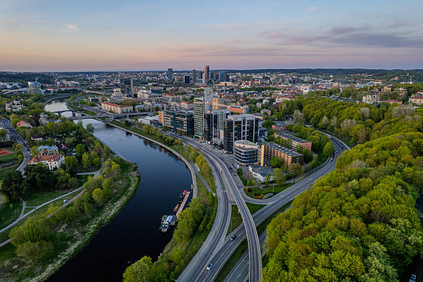 istock Aerial spring sunset view of central Vilnius, Lithuania 2211747353