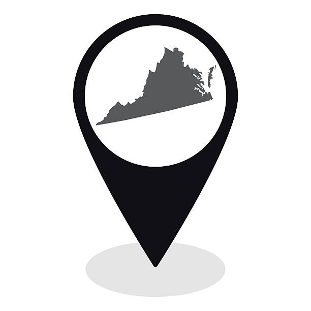 virginia state map. map of virginia state on map pinpoint in black color - virginia beach stock illustrations