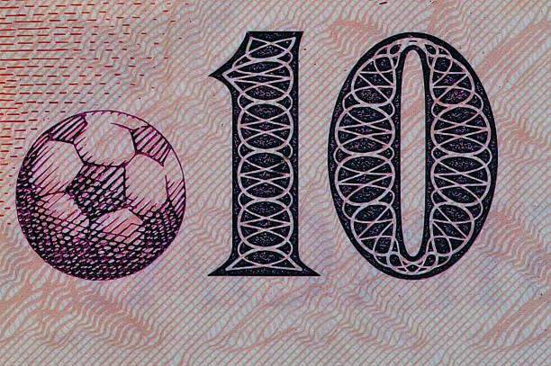 Number 10 and a Football Pattern Design on Banknote