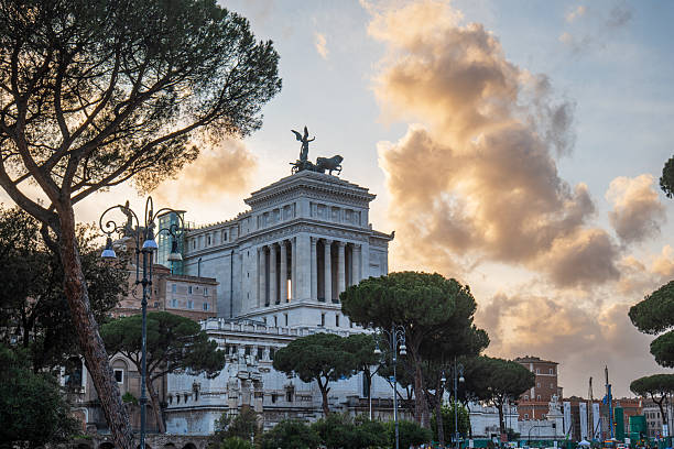 17-04-2025 Rome, Italy. The Victor Emmanuel II National Monument. Low, wide angle view, tourists visiting the site, sunny day