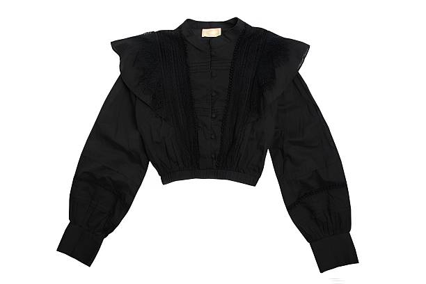 istock Black blouse with lace isolated on white background 2211774358