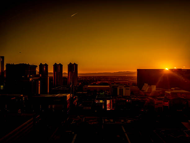 The sun rises over the Las Vegas Strip in Las Vegas, Nevada