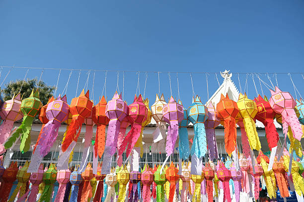 istock Colorful Lanna lanterns hanging during Thai festivals 2211779231