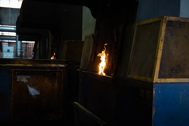 A special boiler for heat treatment is burning