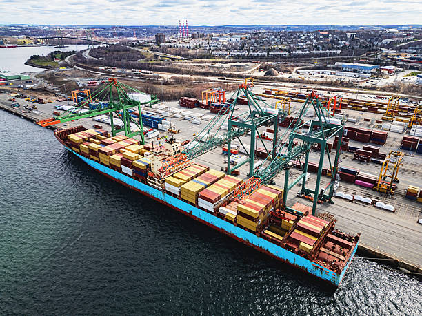 istock Aerial View of Container Ship 2211789399