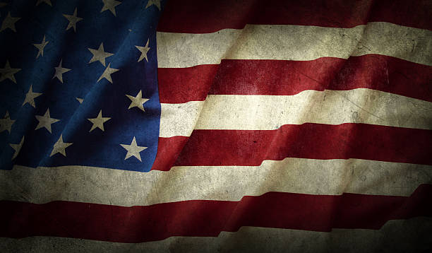 Close-up of grunge American flag