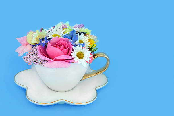 istock Surreal Summer Flower Arrangement in White Tea Cup 2211810985