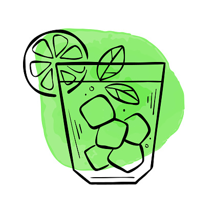 Gradient Mocktails Sketch Vector Illustration Of Fresh Mocktail On Green Gradient Spot ...