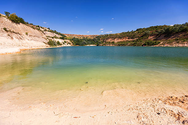 Beautiful sunny day at a small green lake