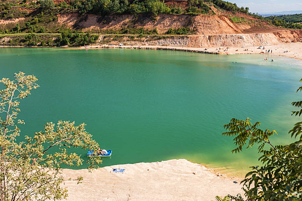 Beautiful sunny day at a small green lake