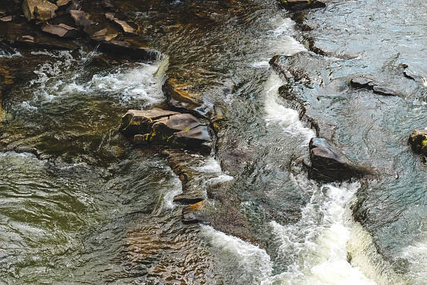 istock Flowing river water cascades over rocks in a serene natural setting during daylight hours 2211827481