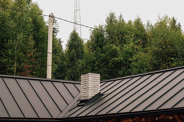 istock Charming forest retreat with modern roof and rustic chimney amidst lush greenery 2211827542