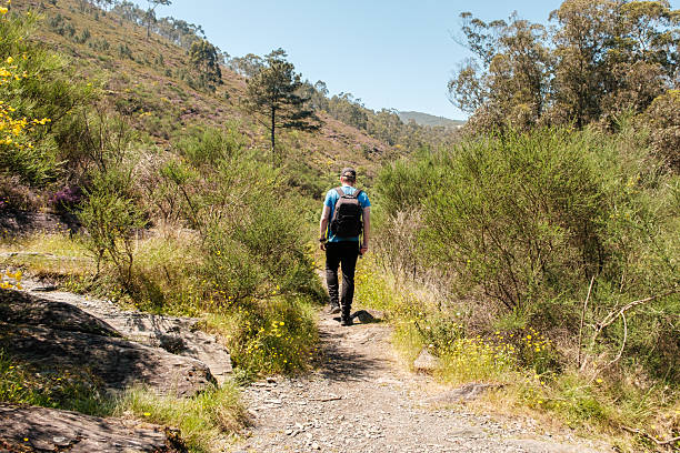 istock Tourist walking on a hiking trail in the mountains 2211831783