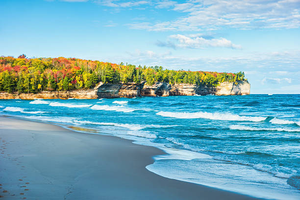 istock Pictured Rocks Beach Michigan USA Autumn 2211842764