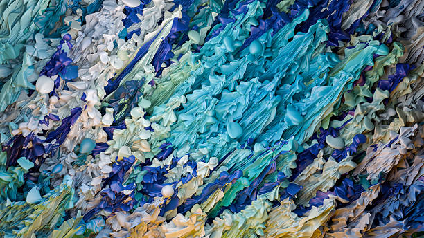 Photorealistic abstract 3D illustration resembling a textured painting created with spoons, vibrant colors, and dynamic flow.