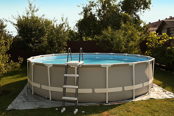 istock Above ground swimming pool outdoors on sunny day 2211845424
