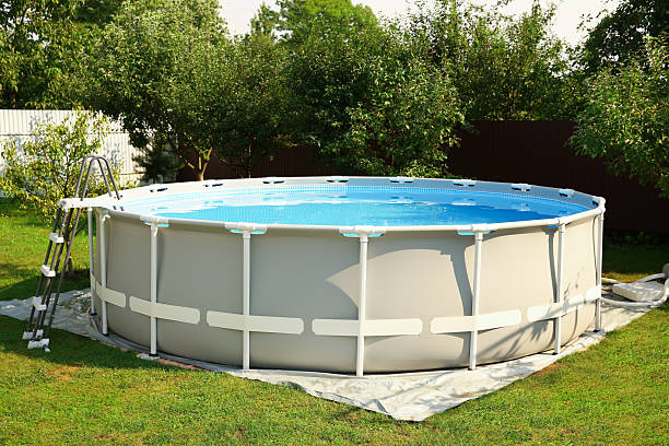 istock Above ground swimming pool outdoors on sunny day 2211845445
