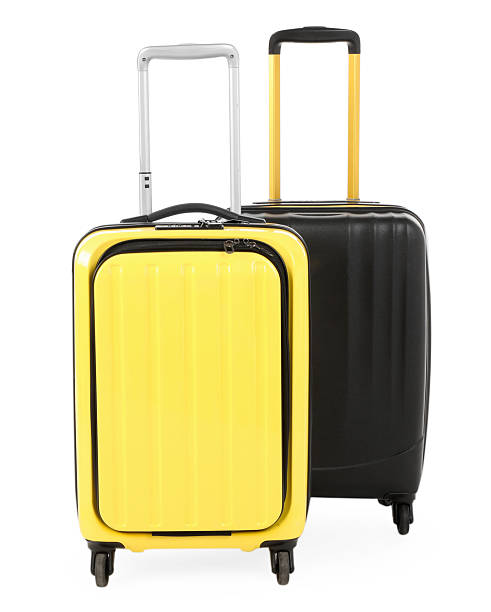 istock Two new yellow and black suitcases isolated on white 2211845707