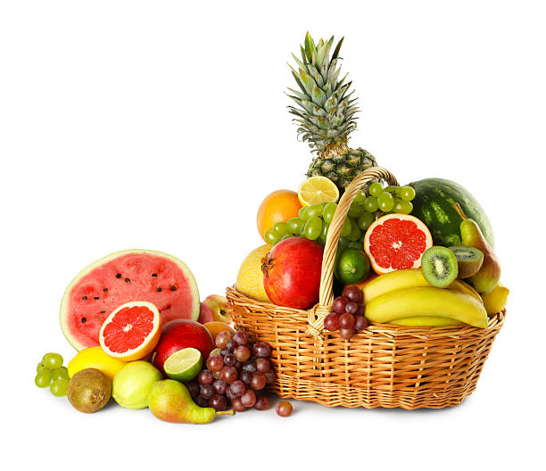 istock Many different fresh fruits in wicker basket isolated on white 2211846782