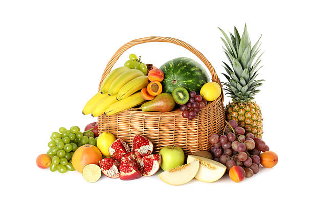 istock Many different fresh fruits in wicker basket isolated on white 2211846799