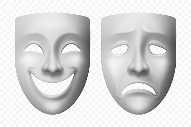 istock Vector 3d Realistic Comedy and Tragedy Theater Mask Icon Set. Classic Drama Symbol for Acting, Stage Performance, Emotions, Performing Arts, Sad, Happy Face Masks. Greek Theater, Drama Class Concept 2211856054