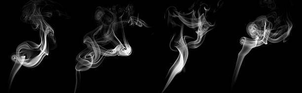 istock Set abstract white smoke isolated on a black background. concept of texture mist 2211857551