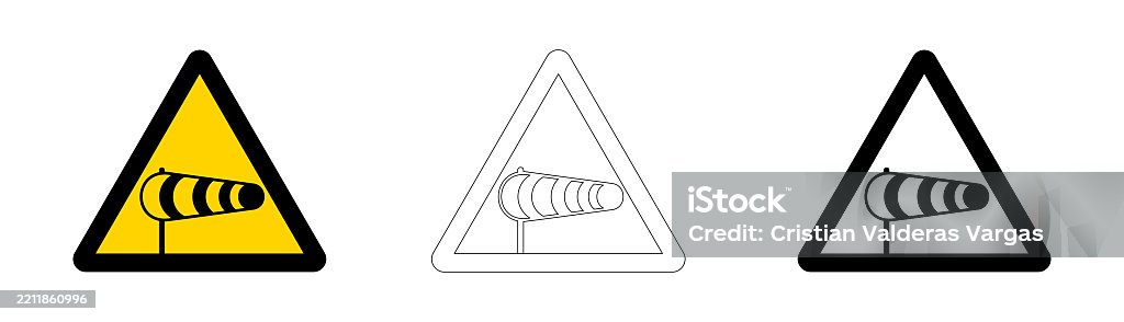 Warning Sign For Strong Winds In Vector Format Triangular Design And ...