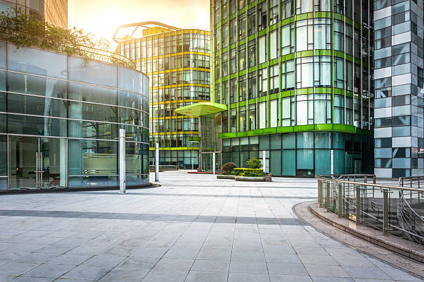 Captivating Urban Landscape with Modern Architecture Bathed in Sunset Glow