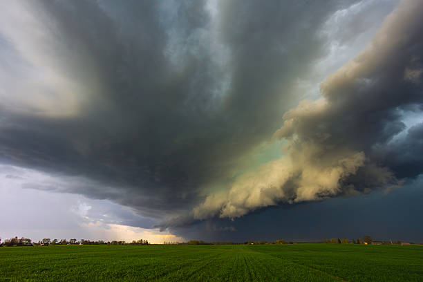 istock Dramatic storm clouds in the sky, dark severe storm clouds, supercell. 2211868530