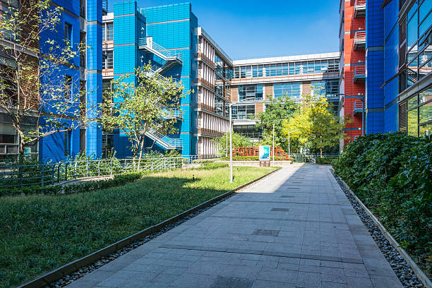 istock Vibrant Urban Architecture with Lush Green Spaces and Modern Design Elements 2211875368