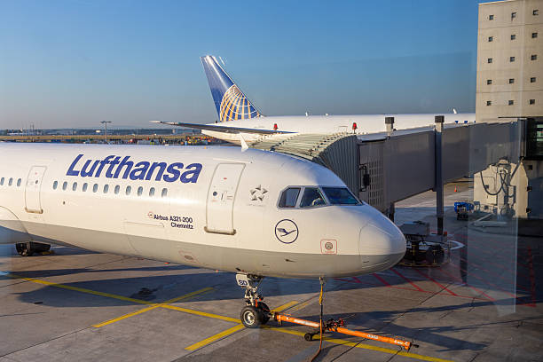 Frankfurt, Germany - July 17, 2014: Lufthansa airbus A321 at the terminal in Frankfurt.