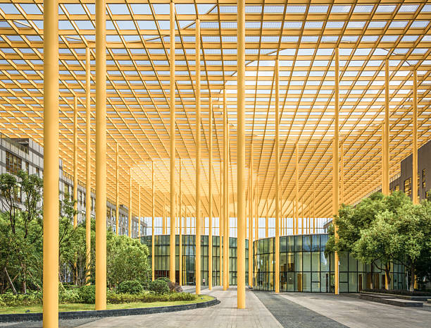 istock Stunning Modern Architecture Embraced by a Bright Golden Canopy 2211878226