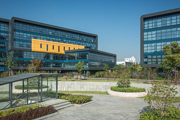 istock Modern Architectural Design: A Beautiful Day at a Contemporary Office Complex 2211878367