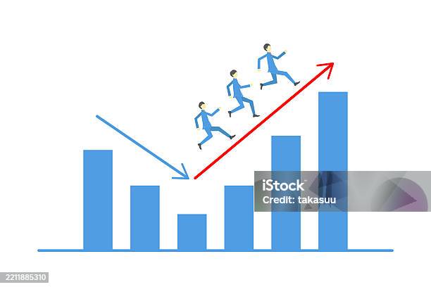 Quick Recovery Graph Businessmen Running On A Graph With Vshaped Recovery Stock Illustration ...