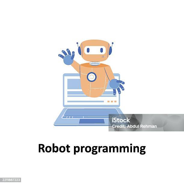 Robot Animado Programando Ilustración de Ilustración Vectorial De Programación De Robots Que ...