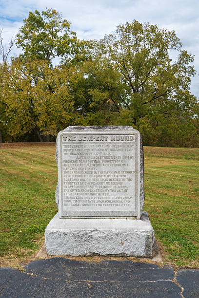 istock Monument at Serpent Mound State Memorial, Effigy Mound in Peebles, Ohio 2211887552