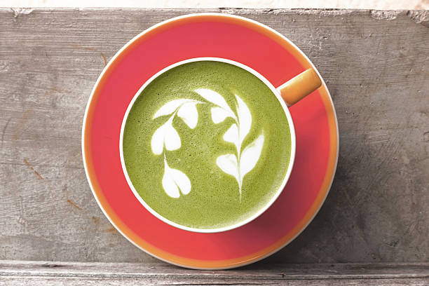 A cup of green tea matcha latte for background